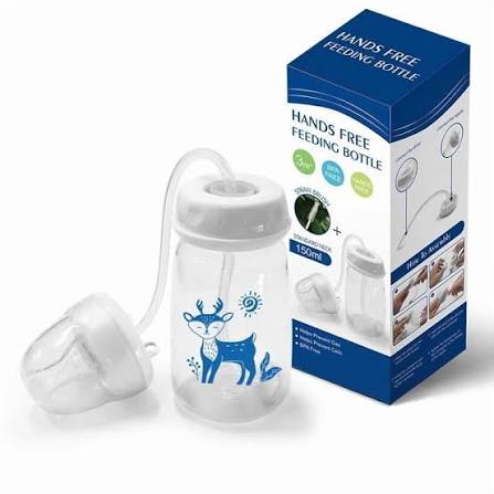 Feeding bottle kit with tubing, teat, and packaging